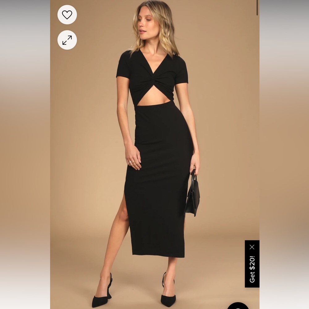 Lulus Style Twist Black Twist Front Cutout Midi Dress